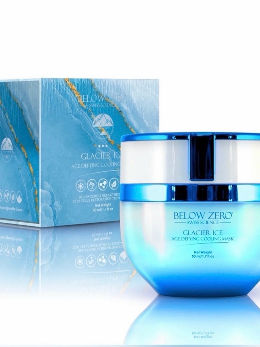 Below Zero Swiss Science Glacier Ice Age Defying Cooling Mask 50 ml 1.7 oz NEW